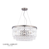 Laura Ashley Rhosill 4 Light Pendant Glass and Aged Pewter